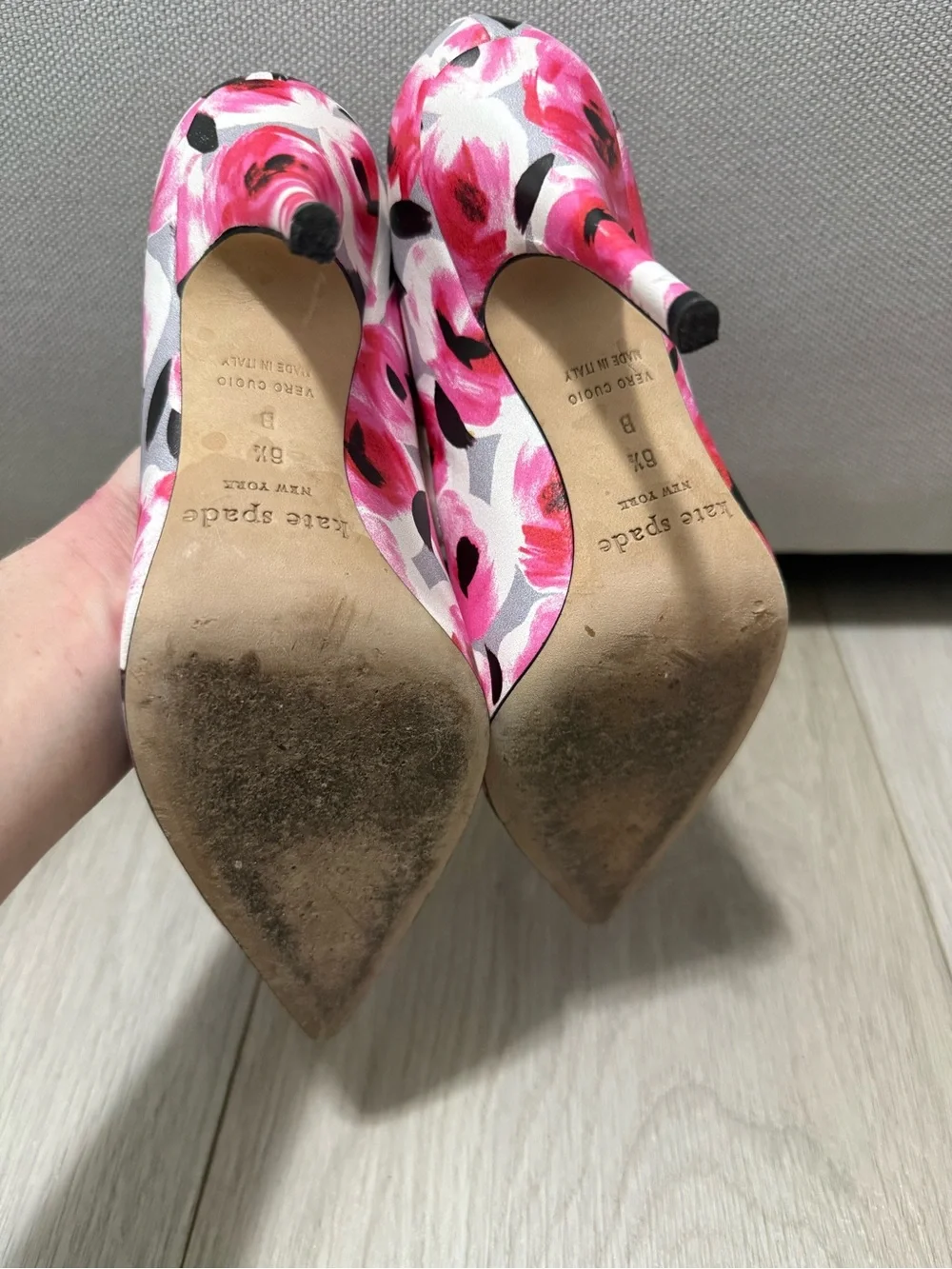 kate spade Pink & Black Floral Pointed Toe Pumps